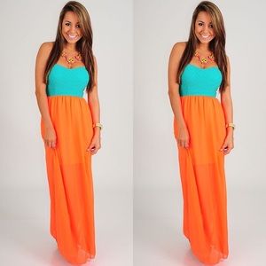 Shop Hope’s Orange/Jade Maxi Dress